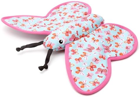 The Worthy Dog Animal Pattern Tough Plush Squeaky Dog Toy, Butterfly
