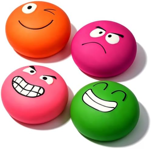 Latex Squeaky Dog Toys for Small Dogs & Tiny Breeds, 2.2" Flat Ball