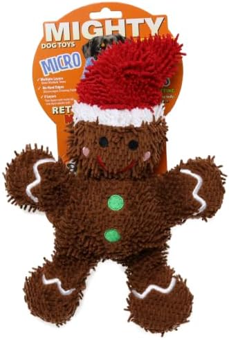 MIGHTY Tuffy Microfiber Medium Ball: Gingerbread Man Plush Dog Toy