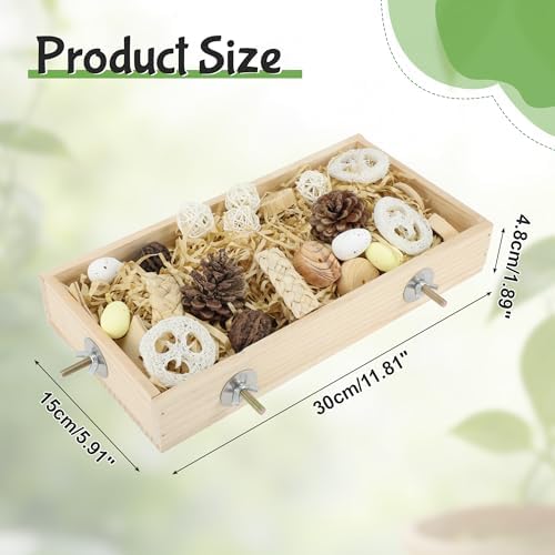 Bird Foraging Toys Box, Wooden Foraging for Bird,Wood Color, L