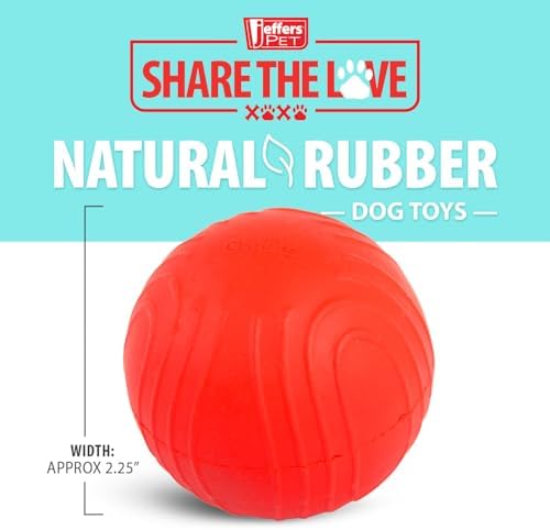 Jeffers Pet Natural Rubber Dog Chew Toy – Red Bouncing Ball with Waves, Medium – Vanilla Scent, Durable, Non-Toxic, Dishwasher Safe, Interactive Fetch & Tug Toy - Perfect for Training