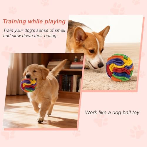 Snuffle Ball for Dogs, Interactive Dog Toys, Rainbow, Small