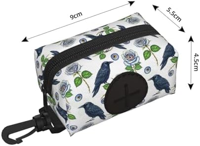 Dog Waste Bag Dispenser Trippy Eye Rose Crow Raven Bird Pet Poop Bags Holder for Doggie Waste Bags for Leash Accessory