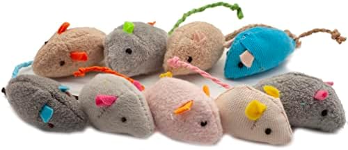 Fashion's Talk Cat Mice Toy 18-Pack Plush Catnip-Filled Mice Toys for Indoor Cats - Realistic Design, 9 Assorted Colors, 2 of Each, Value Pack