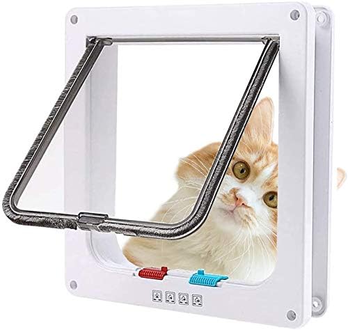 Sailnovo Large Cat Flap, 4-Way Magnetic Closure, Easy Installation Cat Door, Pet Door with Telescopic Frame, Silent Weatherproof Pet Flap in Wall/Wooden Door/Upvc Inner Door (Pure White, XL)
