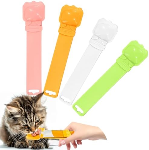 BAEJMJK 4pcs Cat Strip Feeder Sliding Pet Cat Treat Spoon Squeeze Lickable Treat Feeding Dispenser for Cats Liquid Snack and Wet Food