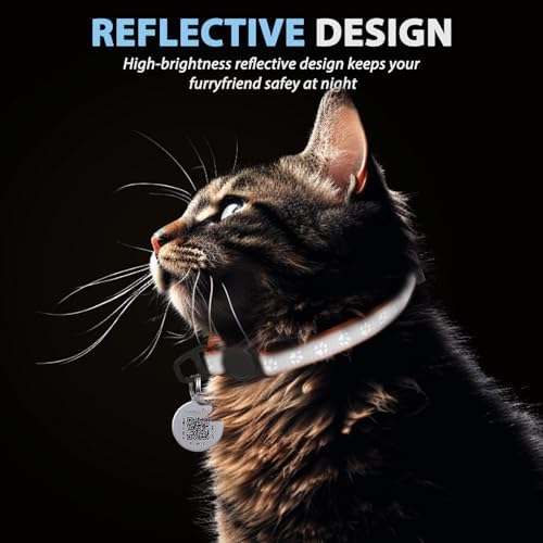 Breakaway Reflective Cat Collar with QR Name Tag & Bell (Orange)