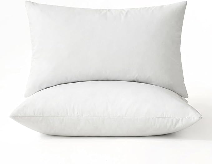 MIULEE 14x22 Pillow Inserts, Set of 2 Feather Down Throw Pillows | Choppable and No Smell, Double-Layer Down-Proof Cotton Cover, Decorative Pillows for Couch Sofa and Bed