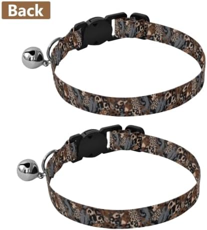 Animal Print Leopard Spots Metal Bell Included Small Dog Collar 2 Pack Lightweight Small Dog Collar