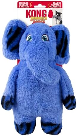KONG Jungle Jamz Plush Dog Toys – Squeaky, Crinkly, and Rattling Durable Toys for Dogs – Safari Animal Collection (Gorilla/Elephant/Rhino Combo)