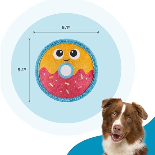 Outward Hound Tough Skinz Durable Chew Plush Squeaky Dog Toy, Donut, 5.1"