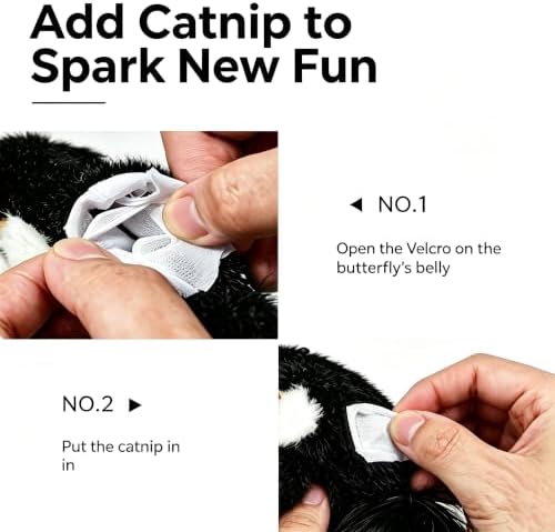 Interactive Cat Toy, Fluttering Electric Bug Cat Toy, with Vibrating Flapping Wings, Touch Activated Rechargeable Auto Motion Kitten Toy, Indoor Cats Self Play (Blue Butterfly)