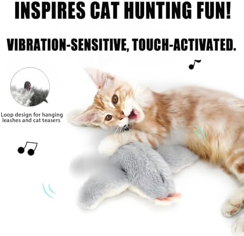 Yewmow Interactive Chirping Cat Toy,Flapping Wings Sound Toy