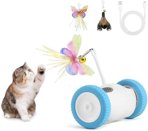 Interactive Cat Toy, Kitten Toy for Indoor Cats, Automatic Cat Toy with LED Lights, Cat Mouse Toy, USB-C Rechargeable (NOT for Carpet)