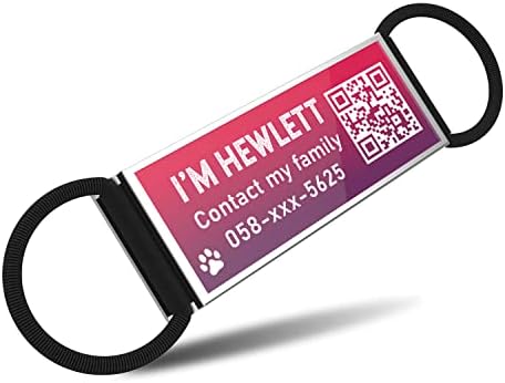 QR Code Dog Tag, Silent Slide-On Pet ID Name Tag for Dogs, Cats & Horses – Custom Personalized Noiseless Tag with Jingle-Free Fit & Online Profile Display