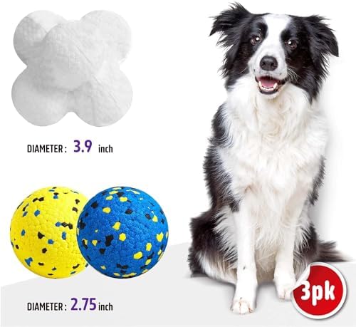 Kimee 3.9'' Dog Balls Tennis Balls Dog Toys for Aggressive Chewers 3 Balls