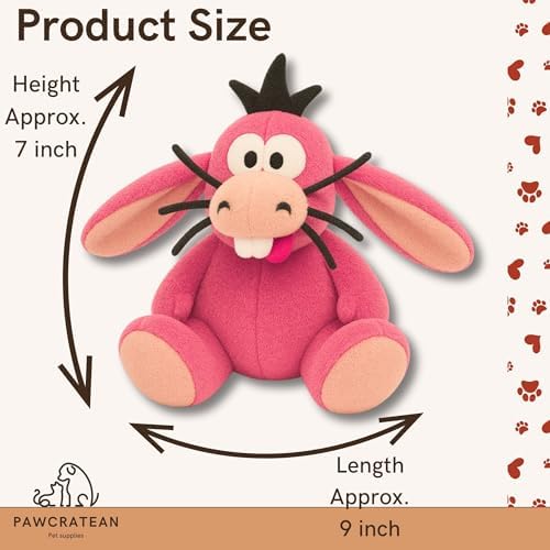 7" Squeaky Plush Toy for Puppies Small Dogs Self Etertainment Washable Soft Made [PET ONLY] (Pink Rabbit)