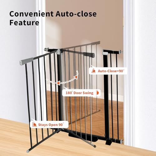 Rgqphantom 41" Tall Safety Pet Gate,Adjustable 29.92"-49.21" Wide (Black)