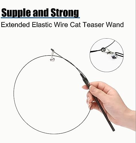 Yauende Cat Feather Toys, Indoor Cat Interactive Toys, 2 PCS Flexible Wire and 5 PCS Cat Feather Toys, for Bored Indoor Cats, Indoor Cat Chase Toys