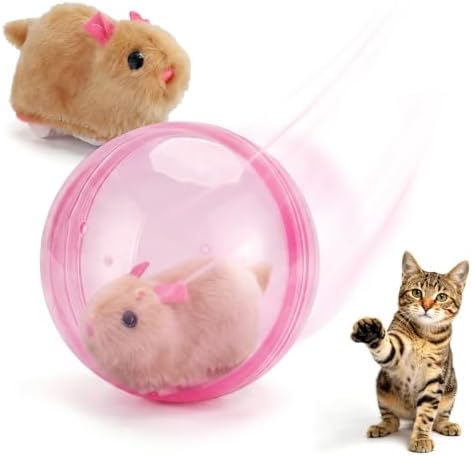 BAUFIX 2026 Upgraded Self-Rolling Interactive Cat Ball (Pink, Hamsters A)