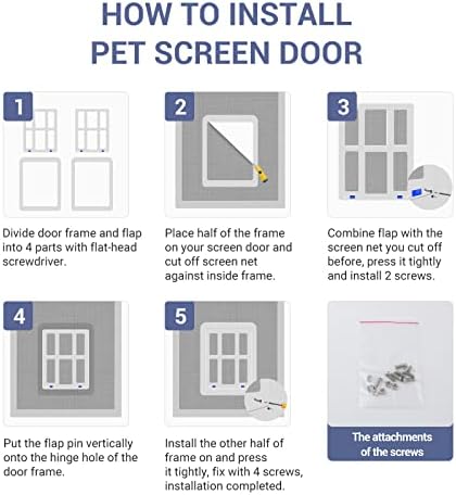 Namsan Dog Door for Screen Door, Passage 11.2 x 14.4 inches, Doggy Door for Sliding Door, Dog Screen Window, Magnetic Flap Auto Closing, Screen Door with Doggie Door Built in, Lockable, White