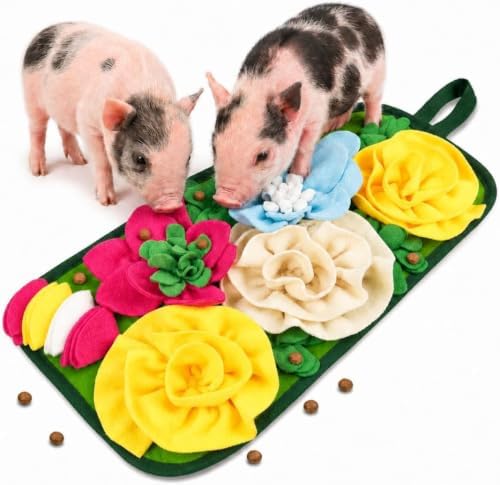 Pig Foraging Mat for Mini Pigs, Pig Toys for Mini Pigs with Snuffle Feeding Pad and Chewable Enrichment Features, Interactive Treat Seeking Activity Toy for Pet Pigs, Farm Pigs and Small Animals