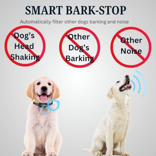 Bark Collar for Medium & Large Dogs - Anti Barking Device & Dog Training Collar with Beep, Shock, Vibration & 8-Level Sensitivity, IP67 Waterproof (Black)
