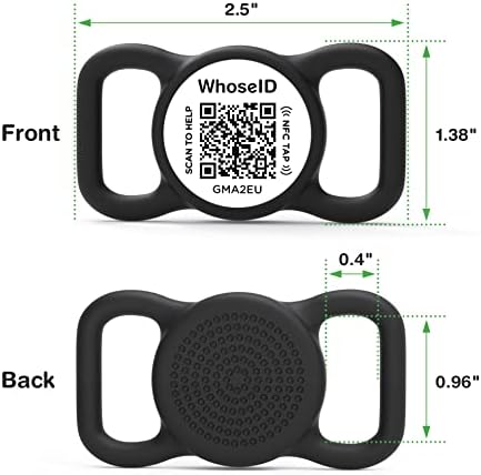 QR Code Dog Tag with NFC, Personalized Pet ID Tag, Silent Dog ID Tag, Modifiable Pet Online Profile, Multiple Emergency Contact, Scan QR Code Send GPS Location Email (Regular, Black&White)