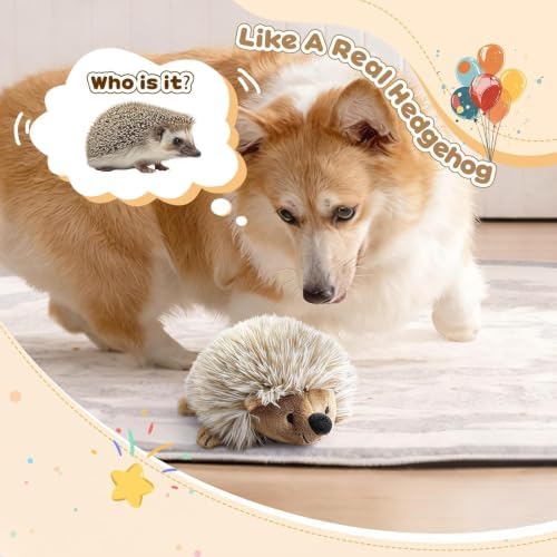 Pawaboo Hedgehog Plush Dog Toy, Squeaky Dog Chew Toy Soft Plush