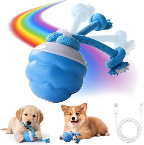 Interactive Dog Toys, Motion Activated Rolling Dog Ball Toy, Automatic Moving Dogs Toy for Boredom Stimulating, Self Play Ball for Small Medium Dogs Indoor, USB Rechargeable (Blue)