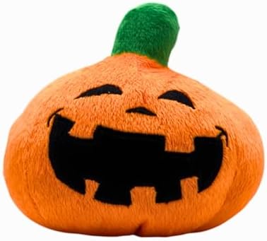 7" Squeaky Plush Toy for Puppies Small Dogs Self Etertainment Washable Soft Made [PET ONLY] (Halloween Pumpkin)