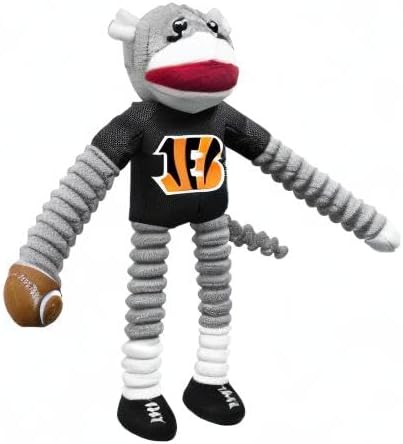 Littlearth NFL Cincinnati Bengals Sock Monkey Pet Toy, Team Color, One Size