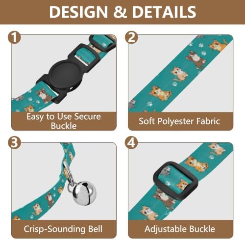 Cartoon Cats Kitten Collar 2 Pack Collars for Puppies Adjustable 10.6 to 17.1 Inches