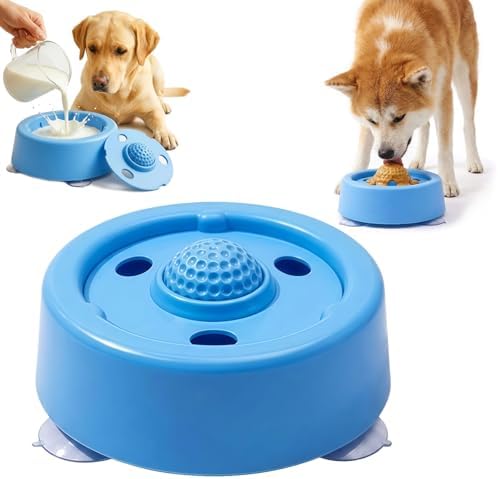 Dog Lick Bowl with Rolling Ball for Liquid with Rolling Ball Interactive Lick Bowl, Anti-Slip Interactive Lick Toy for Wet Food Water & Bone Broth Slow Eating Toy, odorless
