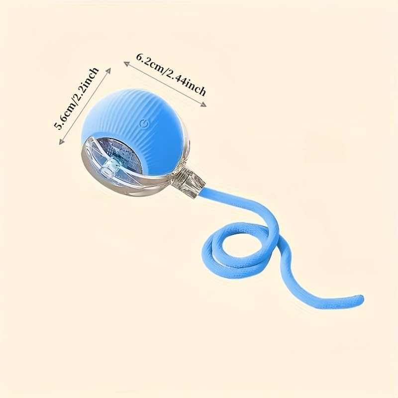 Nicoybore pet electric toy ball, USB charging intelligent automatic, provides entertainment for cats and dogs, the glowing ball attracts pets, stimulates chasing and hunting games (2, blue+yellow)
