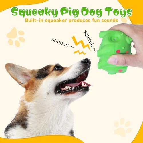 4" Squeaky Pig Dog Toys 3-Pack, Mini Latex Dog Toys Puppy Durable Chew Toys Little Piggy for Small, Medium Dogs Fetch Interactive Play