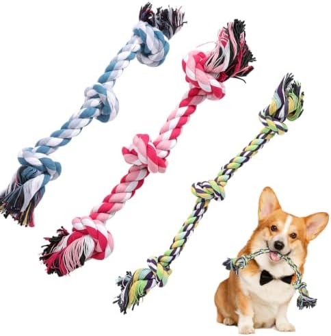 ondware Dog Rope Toys 3 Pack, Cotton Chew Tug Toys for All Dogs