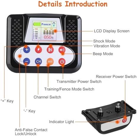 Dog Wireless Fence & Remote Shock Dog Training Collar 2-in-1, Electric Dog Fence, Adjustable Warning Strength & Range Sizes, Rechargeable Pet Boundary Containment System for 1/2/3/4 Dogs,for4dogs
