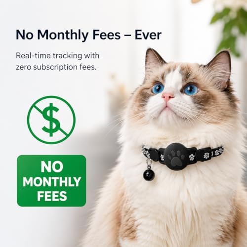 Pet Tracker,GPS Collar for Cats,Smart tag,Waterproof Compatible with Find My,No Monthly Fee,Advanced Tracking Solution Smart Collar for Pet Safety Ideal Small Large Cats(iOS User)
