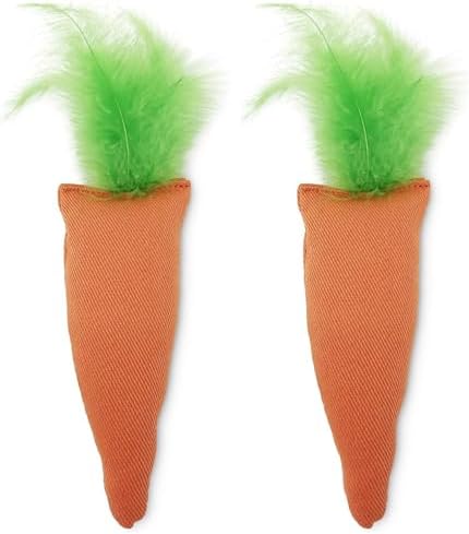 OurPet's 100-Percent North American Catnip Filled Carrot Cat Toy 24 Karat (Pack of 2)