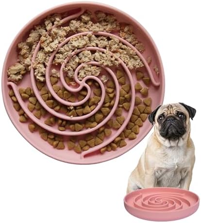 Bifeaw Slow Feeder Dog Bowls, Dishwasher Microwave Safe Silicone Puppy Puzzle Bowl with Non-Slip Design for Eating (Powder Pink)