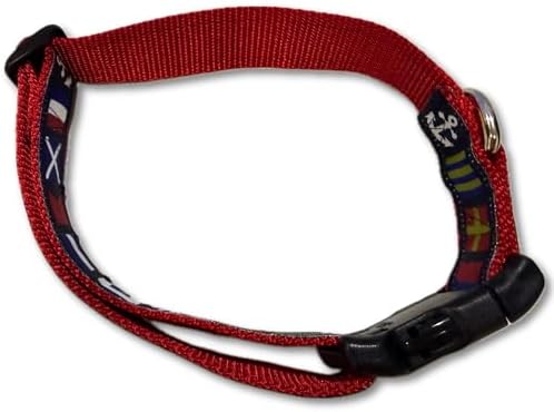 XL 18-24 Inch Dog Collar Nautical Flags Pattern Adjustable Pet Collar with Durable Nylon and Strong Buckle