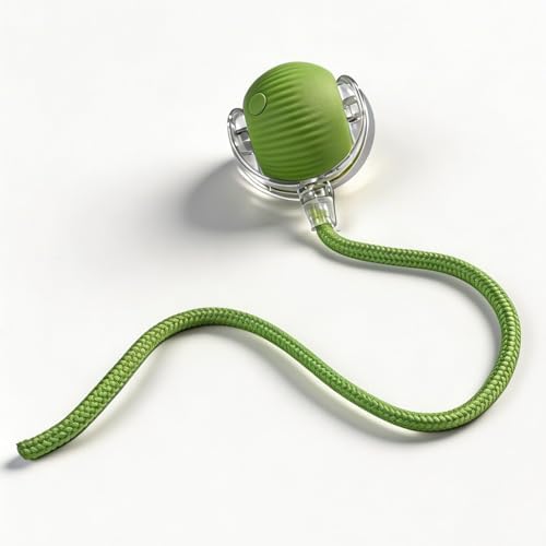 Interactive Smart Wake Pet Ball with Teaser Tail for Cats & Dogs（Green）