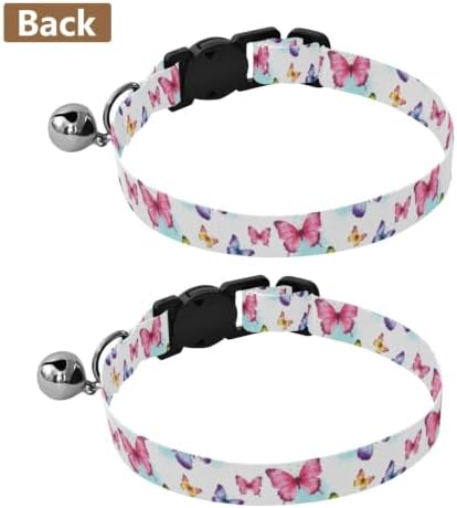 Watercolor Butterflies Pastel White Easy to Wear Puppy Collar 2 Pack Lightweight Pet Collar for Cats and Dogs