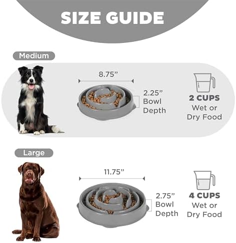 Outward Hound Fun Feeder Slo Bowl Dog Slow Feeder, Drop, Gray, 8.8"