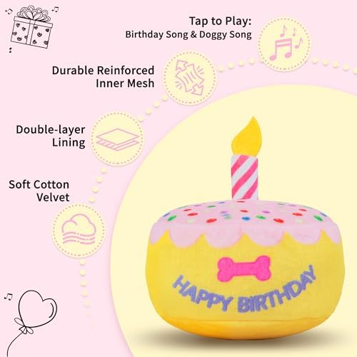 Dog Birthday Cake Toy, Larger Birthday Gift with Music Box