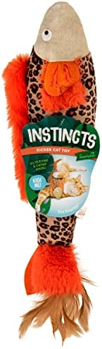 SmartyKat Instincts HappyNip Fin Frenzy Fish Kicker Crinkle Plush Cat Toy, Contains Catnip & Silvervine - Orange/Beige, One Size