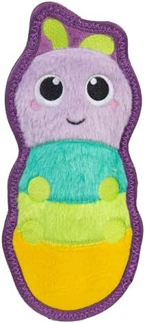 Outward Hound Tough Skinz Dog Toy, Durable Plush with 2X Lining, No Stuffing, Jumbo Squeaker, Caterpillar, 9.5"