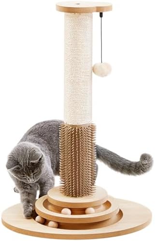 Made4Pets Cat Scratching Post for Indoor Cats with Self Groomer, 23"