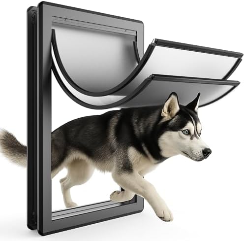 Full Seal-Flaps XL Dog Door for Interior/Exterior Doors | Aluminum Frame, Pets Up to 220 Lb, Energy-Efficient Insulated Doggy Door, Extreme Weather, Sliding Lock Panel